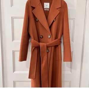 Mango tan orange oversized wool robe coat